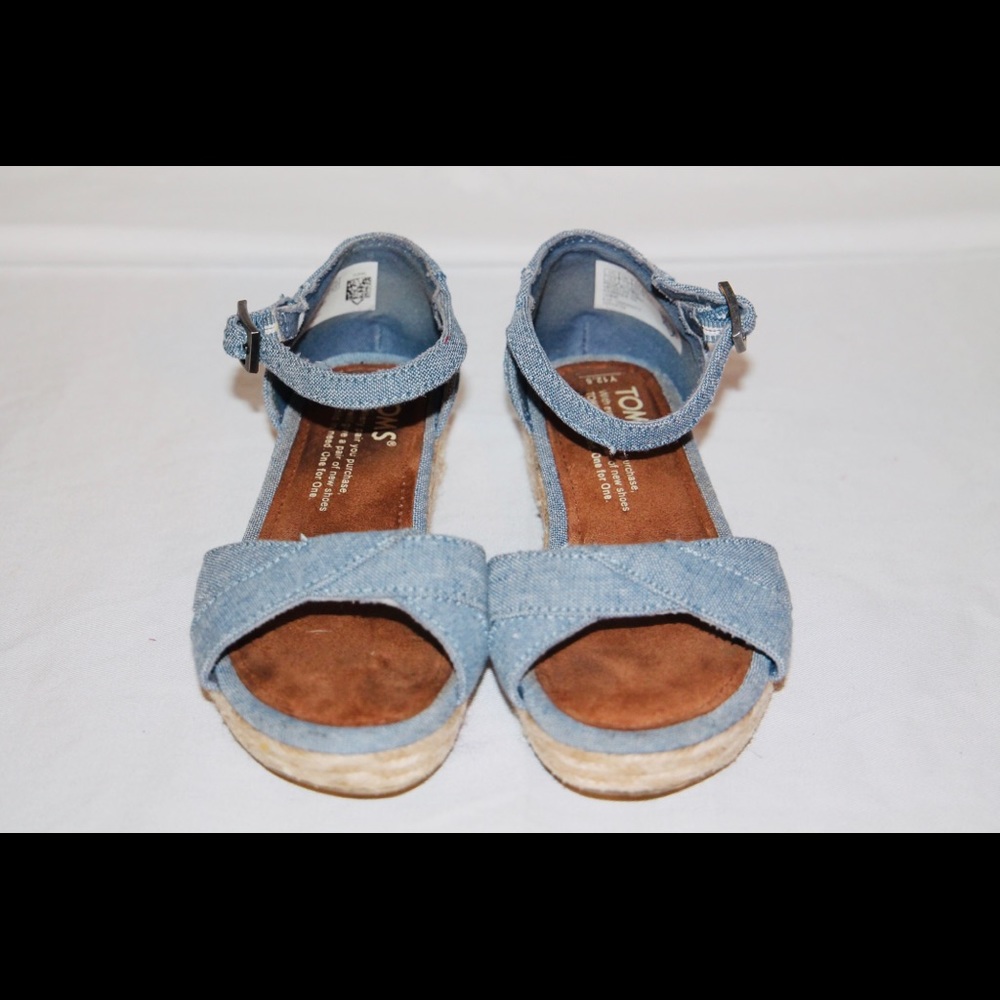 Girls Toms Denim Wedges